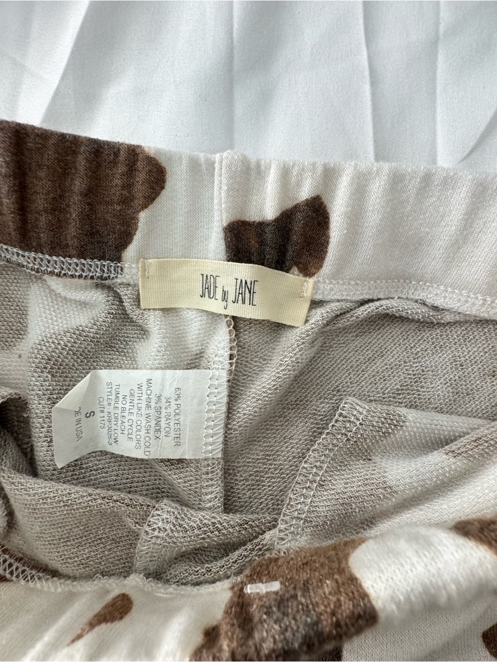 Jade by Jane Cow-Spot Flare Wide-Leg Jeans in White & Brown - Picture 7 of 8